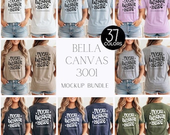 Bella Canvas 3001 T-Shirt Mockup Bundle | Rear View | Front And Back Mockups Whole Section Bundle, Lifestyle Mockups, Trendy Shirt Mocks