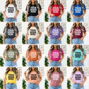 Bella Canvas 3001 Mockup | 25 Colors | Gold Navy Mauve Peach Mint | Unisex T-Shirt Mockup | Front View | High-Quality Tee Mockup image 1