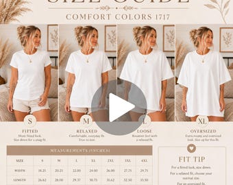 Comfort Colors 1717 Size Guide Video – T-shirt Size Chart & Mockup | Digital Download for T-shirt POD