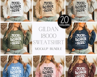Gildan 18000 Mockup-paket | G180 Crewneck Mockup-paket | Modellmockup | Neutral Casual Enkel Höst Vinter Gildan 18000 Mockups
