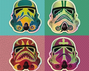 4 Pack - Luchador Storm Troopers - Holographic Stickers