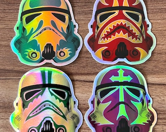 4 Pack - Luchador Storm Troopers - Holographic Stickers