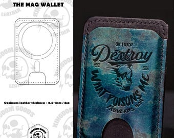 Minimalist Magsafe leather card holder | slim wallet digital PDF template pattern US Letter size 8.5x11, leather template, pdf template