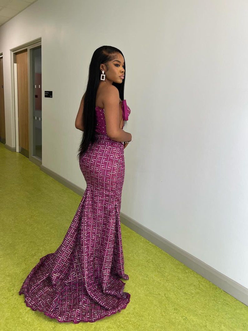 Nigerian & Ghanaian Traditional Purple African Dress African Wedding