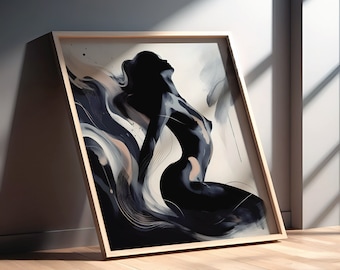 Minimal Luxury Abstract Female Body Art - Black and White Sensuality, Bedroom Poster, Bachelor Wall Art, Elegant Decor, Instant Download