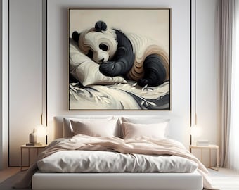 Serene Sleeping Panda Abstract Art Calming Bedroom Wall Decor Tranquil Nursery Printable Soft & Soothing Digital Downloadable Print