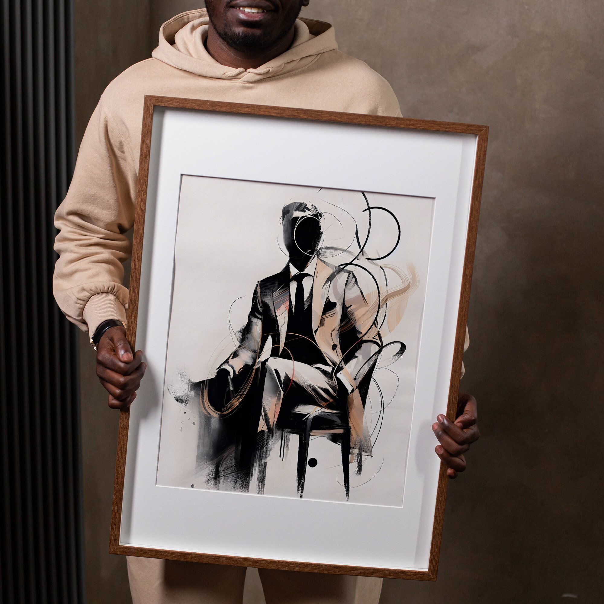 Abstract Art of Man in Suit, Dapper, Luxury Aesthetic, White and Black ...