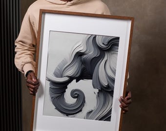 Elegant Elephant Abstract Art Print Grayscale Swirl Animal Design Modern Minimalist Luxury Downloadable Painting Unique Artwork Neutral Tone
