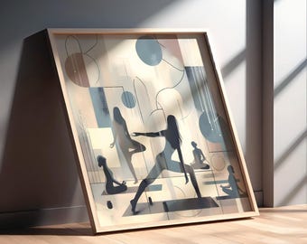 Yoga Abstract Art for Yoga Studio Mindful Movement Class Tranquil and Wellness Wall Artwork Balance Poses Printable Download Yoga Decor
