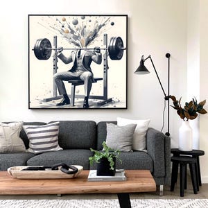 Weightlifting Art Printable, Abstract Fitness Decor, Motivational Gym Poster, Modern Inspiration Painting, Powerlifting Stylish Gym Wall Art