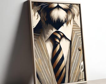 The Dapper Lion in a Suit Classy Meets Strength Leadership and Style Personified Sartorial King Office Decor Printable Downloadable Painting