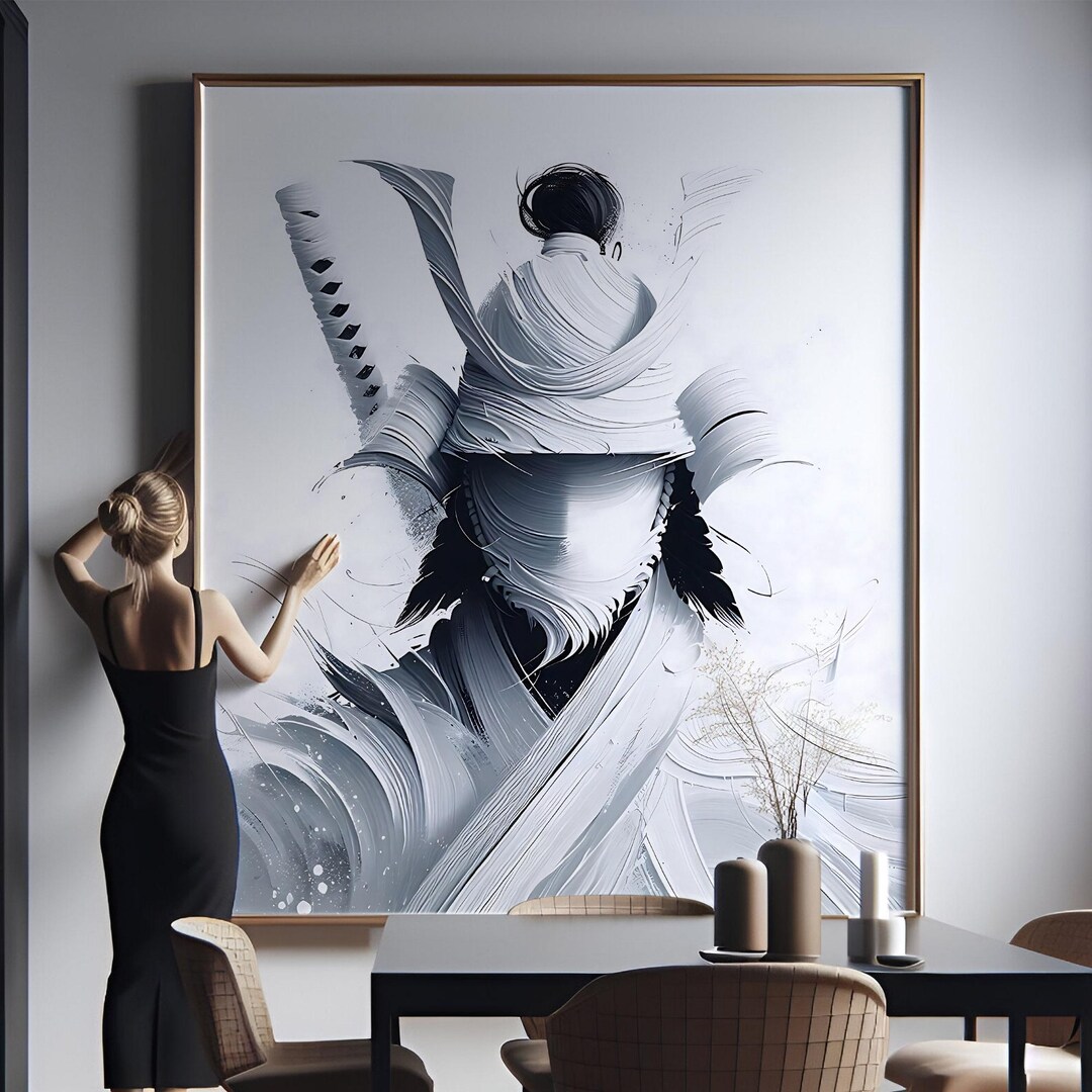 Abstract Samurai Art Print Monochrome Poster Minimalist Japanese ...