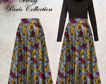 Robe africaine  manches longues - robe ankara wax