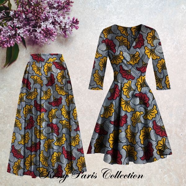 Robe africaine - robe portefeuille africaine - wax - pagne - robe portefeuille coton - courte - longue - lin - bohème - robe midi - genou