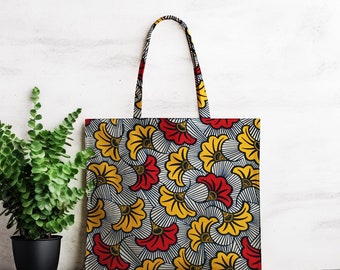 Tote bag africain - tote bag wax - sac pagne - sac africain - sac ethnique - tote bag - tote bag fleurs de mariage  - tote  bag personnalisé