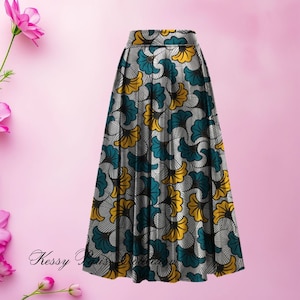 Jupe africaine Jupe wax fleurs de mariage jupe longue jupe courte ethnique pagne wax afro longue femme maxi skirt image 10