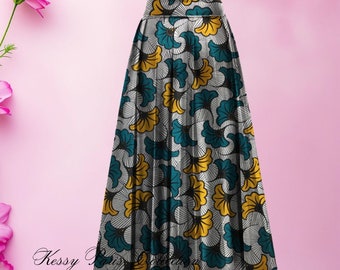 Falda africana - Falda de cera - flores de boda - falda larga - falda corta - étnica - taparrabos - cera - afro - larga - verde