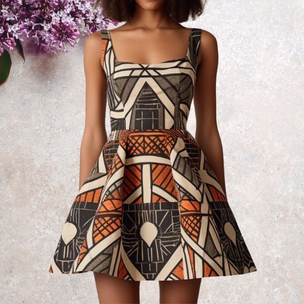 Robe africaine femme- robe pagne- vêtements africain- tenue africaine wax- robe- robe de soirée courte- évasée- plissée- robe wax courte