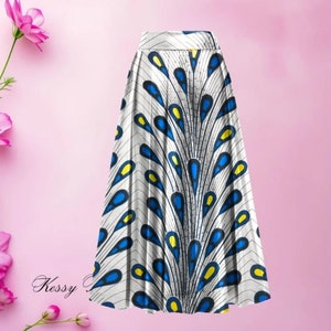 Jupe africaine Jupe wax fleurs de mariage jupe longue jupe courte ethnique pagne wax afro longue femme maxi skirt image 1