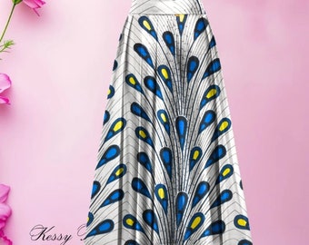 Jupe africaine - Jupe wax - fleurs de mariage - jupe longue - jupe courte - ethnique - pagne- wax - afro - longue - femme - maxi skirt