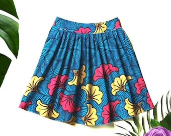 African skirt - Wax skirt - wedding flowers - long skirt - short skirt - ethnic - loincloth- wax- africa - long - woman - blue - pink