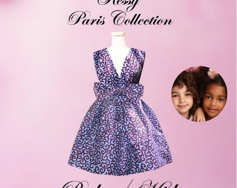 Afrikanisches Mädchenkleid - Afrikanisches Kinderkleid - Wachskleid - Wandelbares Kleid - Lendenschurzkleid für Mädchen - Kindermodell - Wachs - bunt - Sommerkleid - rosa