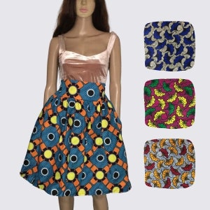 African midi skirt - wax skirt - ethnic skirt - blue skirt