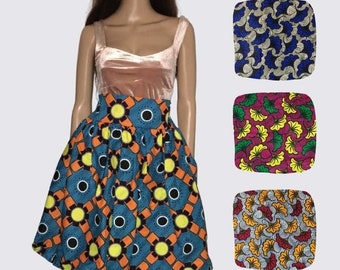 African midi skirt - wax skirt - ethnic skirt - blue skirt