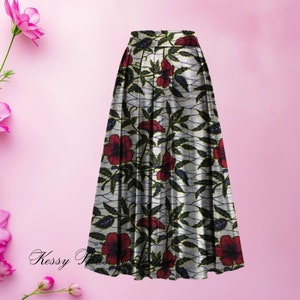 Jupe africaine Jupe wax fleurs de mariage jupe longue jupe courte ethnique pagne wax afro longue femme maxi skirt image 9