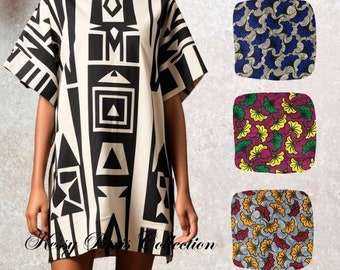 Robe africaine- Top africain - Caftan- débardeur africain- t-shirt africain- femme- noir- wax- pagne- ethnique- coton- lin- personnalisé