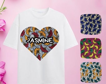 T-shirt personnalisé en Wax- Fleurs de mariage- haut africain- top africain - pagne- ethnique- tshirt personnalisé boho- bohème- femme-tenue