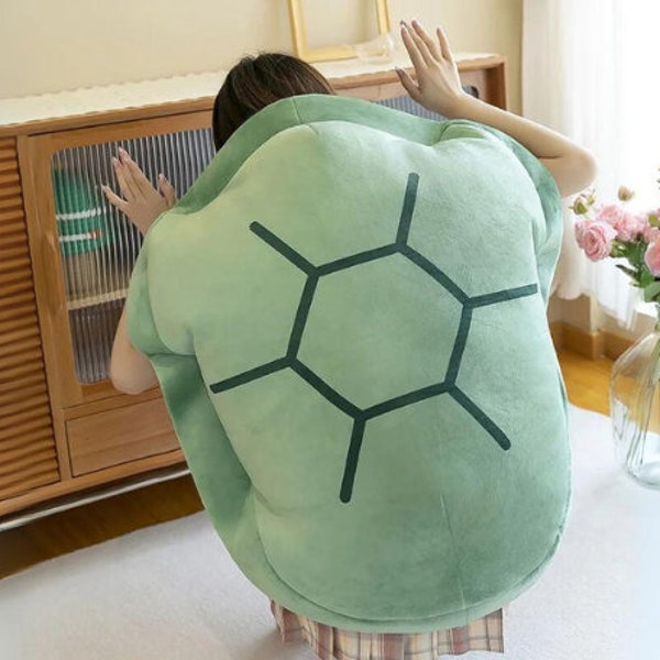 Oreiller portable lesté – Costume d'animal en peluche en forme de coquille de tortue, jouet en peluche confortable pour un déguisement amusant, cadeau unique pour les enfants et les adultes