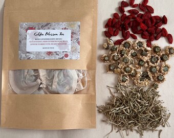 Summer Cooling TCM – Golden Blossom Tea – Goji Berry, Honeysuckle, Chrysanthemum Fusion - Clear Heat Drink
