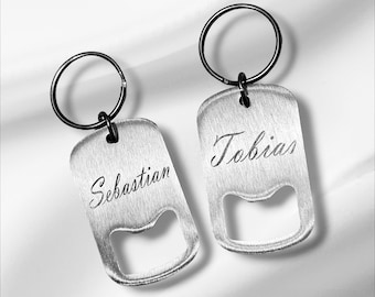Stainless steel bottle opener - keychain with personal engraving