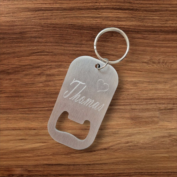 Stainless steel bottle opener - key ring with personal engraving