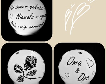 Personalized solar ball - grave light with saying in memory of the deceased