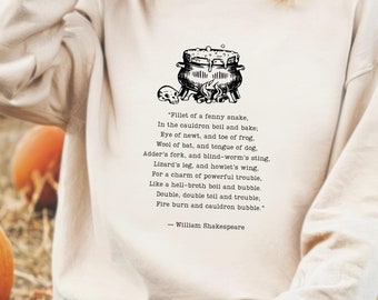 Shakespear Halloween Macabeth Sweatshirt Witch Spell Reading Sweater Bookish Gift Book Club Sweater Teacher Sweatshirt Light Academia Shirt