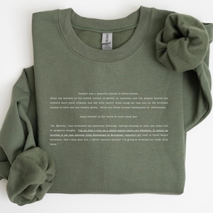 Camiseta de fandom de Tejas Verdes, sudadera de Bookstagram, suéter minimalista ligero de la Academia, regalo literario, camiseta literaria de cuello redondo, lectura