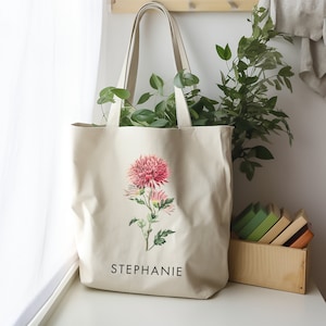 Regalo floreale di nascita personalizzato di novembre Borsa in tela personalizzata Regalo di compleanno per il suo cottage Regalo principale per la mamma Regalo per la migliore amica Regalo di Natale
