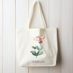 Regalo floreale di nascita personalizzato di giugno Borsa in tela personalizzata Regalo di compleanno per il suo cottage Regalo principale per la mamma Regalo per la migliore amica Regalo di Natale