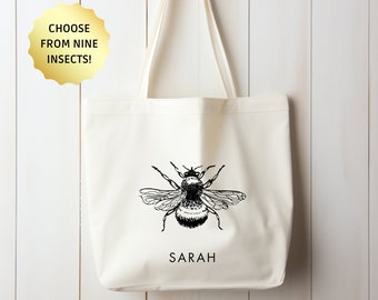 Custom Vintage Style Bug Tote Bag Beetle Butterfly Moth Insect Tote Party Favor Nature Lover Gift Gardener Gift Cottage Core Tote Aesthetic