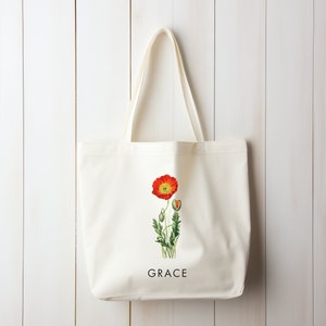 Regalo floreale di nascita personalizzato di agosto Borsa in tela personalizzata Regalo di compleanno per il suo cottage Regalo principale per la mamma Regalo per la migliore amica Regalo di Natale