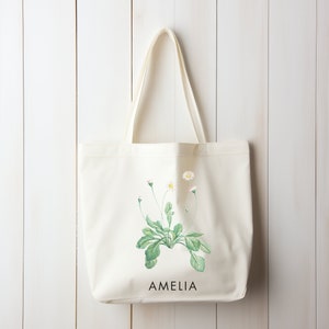 Aprile Regalo floreale di nascita personalizzato Borsa in tela personalizzata Regalo di compleanno per il suo cottage Regalo principale per la mamma Regalo per la migliore amica Regalo di Natale