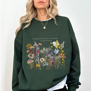 Sweat LOTR fleurs pressées Sweat Le Seigneur des anneaux Cadeau livresques Tolkien Gandalf Sweat Light Academia The Shire Fondcombe