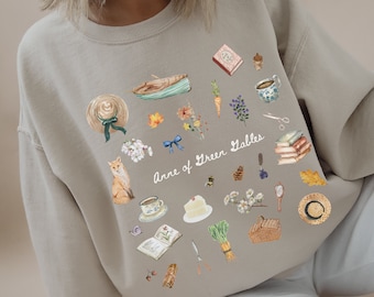 Anne con una sudadera E Anne de Green Gables Regalo Bookish Sudadera Light Academia Suéter Libro Sudadera Anne Shirley Green Gable Camisa