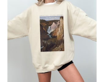 Vintage Yellowstone National Park Art Sweatshirt, National Parks Crewneck, Aesthetic Mountain Sweatshirt, Yellowstone Art, Camping Shirt
