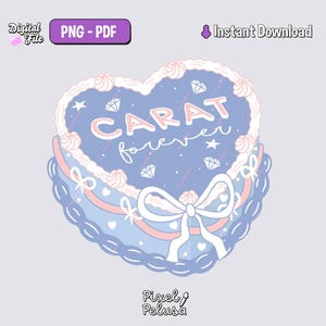 gâteau coeur bleu kpop | PNG k-pop | Autocollants Kpop numériques | autocollant kpop