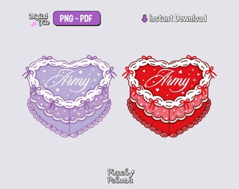 Purple and red heart cake kpop | kpop PNG | Digital Kpop Stickers | kpop decal