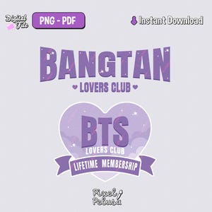 Lovers club bangtan | kpop PNG | Digital Kpop Stickers | kpop decal