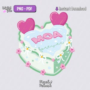 Gâteau coeur vert kpop | PNG k-pop | Autocollants Kpop numériques | autocollant kpop